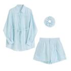 Set: Plain Shirt + Shorts + Scrunchie