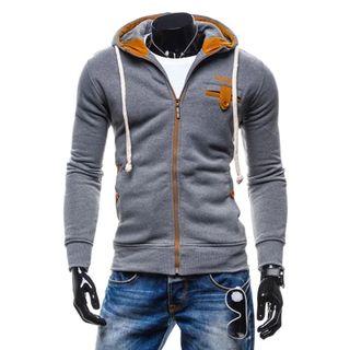 Color Block Hooded Zip Jacket
