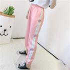 Heart Embroidered Contrast Trim Jogger Pants