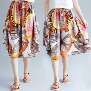 Knee-length Floral Print Wide Leg Shorts As Shown In Figure - One Size