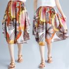 Knee-length Floral Print Wide Leg Shorts As Shown In Figure - One Size
