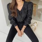 Bishop-sleeve Jacquard Blouse