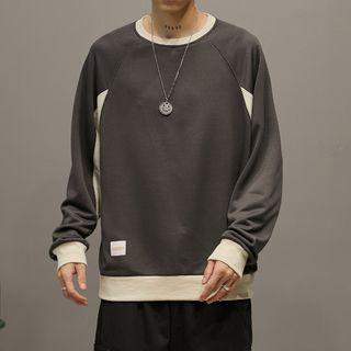 Long-sleeve Color Block Crew Neck Sweatshirt