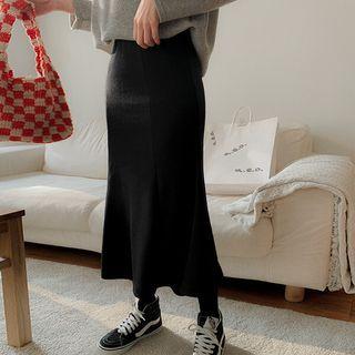 Plus Size Long Knit Mermaid Skirt