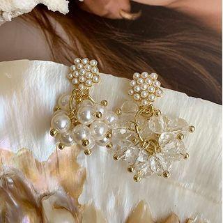 Faux Pearl Beaded Dangle Earring 1 Pair - As Shown In Figure - One Size