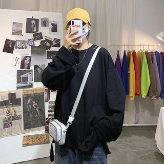 Plain Long-sleeve Ripped T-shirt