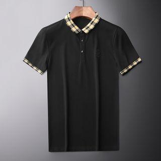 Short-sleeve Check Trim Polo Shirt
