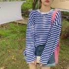 Long-sleeve Striped T-shirt Blue & Stripe - White - One Size