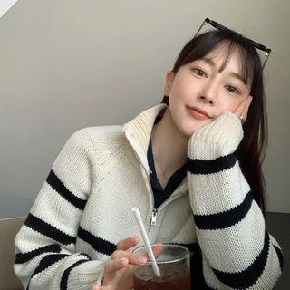 Quarter-zip Stripe Sweater