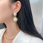 Faux Pearl Drop Earring 1 Pair - Gold & Silver - One Size