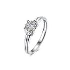 925 Sterling Silver Simple Fashion Geometric Round Cubic Zircon Adjustable Ring Silver - One Size