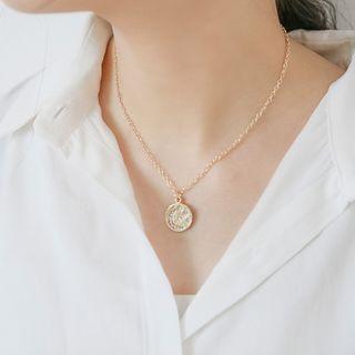 Rhinestone Moon Disc Necklace N69948 - Gold - One Size