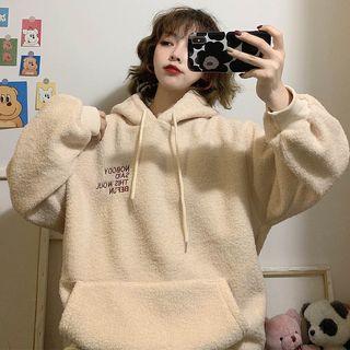 Long-sleeve Hooded Fleece Loose-fit Top