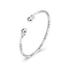 Fashion Simple Striped Frosted Open Bangle Silver - One Size