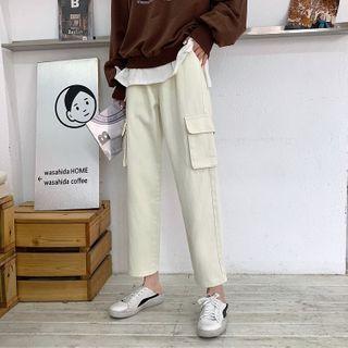 Plain Denim Cargo Pants