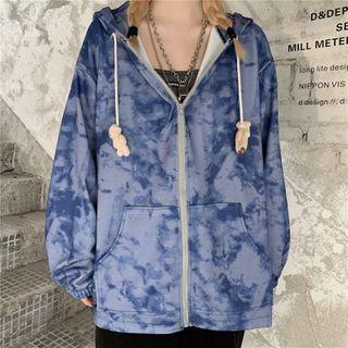 Tie Dye Hood Zip Jacket Blue - One Size