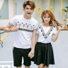 Couple Matching Printed Short-sleeve T-shirt / Shorts / Tasseled Short-sleeve T-shirt / A-line Skirt / Set