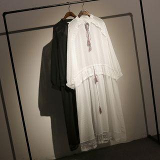 Balloon-sleeve A-line Chiffon Dress