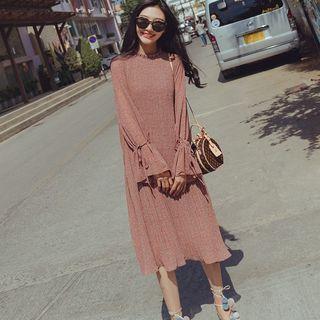 Frilled Trim Long Sleeve Floral Print Dress