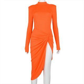 Long-sleeve Asymmetrical Bodycon Dress
