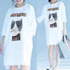 Cat Print 3/4 Sleeve T-shirt Dress