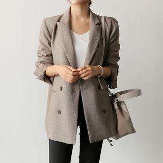 Double-breasted Checked Blazer