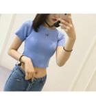 Cropped Short-sleeve Knit Top