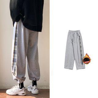 Plaid Panel Jogger Sweatpants