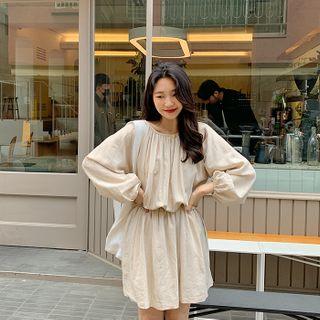 Linen Blend Peasant Playsuit