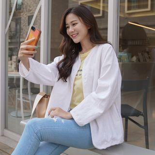 Open-front Linen Oversized Jacket