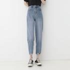 High-waist Cutout-hem Harem Cropped Jeans
