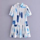 Short-sleeve Print Layered Dress