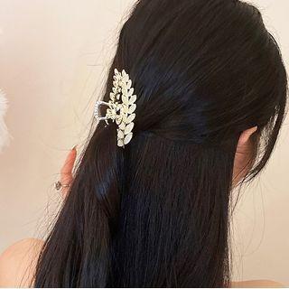 Rhinestone Leaf Hair Claw Gold - One Size