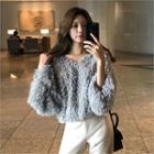 V-neck Fluffy Feather Sweater