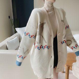 Deer Print Long Cardigan