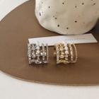 Rhinestone & Faux Pearl Hoop Earring 1 Piece - Gold - One Size