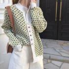 Buttoned Diamond Print Cardigan