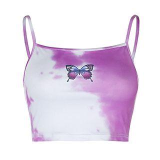 Butterfly Graphic Crop Top Purple - One Size