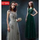 Floral Sleeveless Sheath Evening Gown
