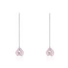 925 Sterling Silver Elegant Fashion Pink Long Shell Pearl Earrings And Ear Wire Silver - One Size