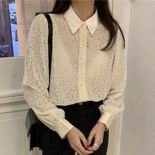 Balloon-sleeve Lace Shirt