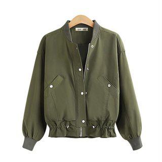 Drawstring Zip Bomber Jacket