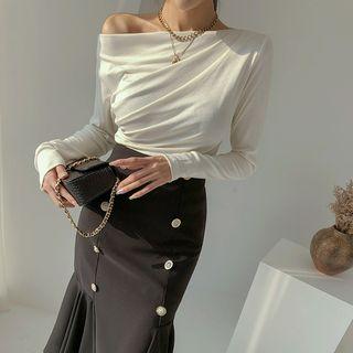 One-shoulder Ruched Top