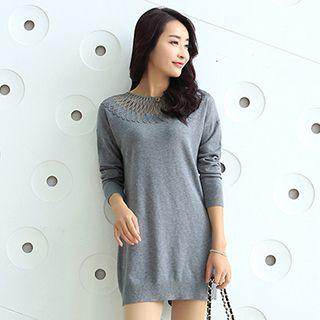 Perforated Long Knit Top