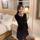 Double-breasted Velvet Cropped Jacket