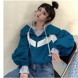Crop Hooded Sleeveless Top / Zip Jacket