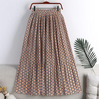 Print Chiffon High-waist A-line Medium Maxi Accordion Pleat Skirt