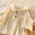 Short-sleeve Plain Shirt Off-white - One Size
