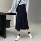 Asymmetric Denim Midi A-line Skirt