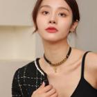 Key Pendant Alloy Chain Faux Leather Choker